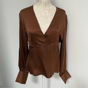 Ron Leal Brown Silk Blouse